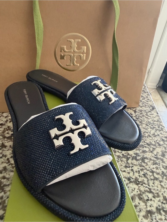 Tory Burch Shoes - Tory Burch Everly Slide Sandals with Silver Accent Sz 7.5 US
